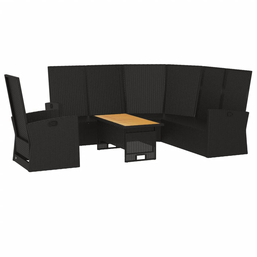 -Delige Loungeset Met Kussens Poly Rattan Zwart