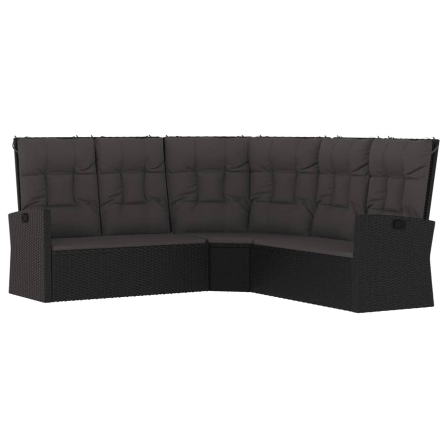 -Delige Loungeset Met Kussens Poly Rattan Zwart