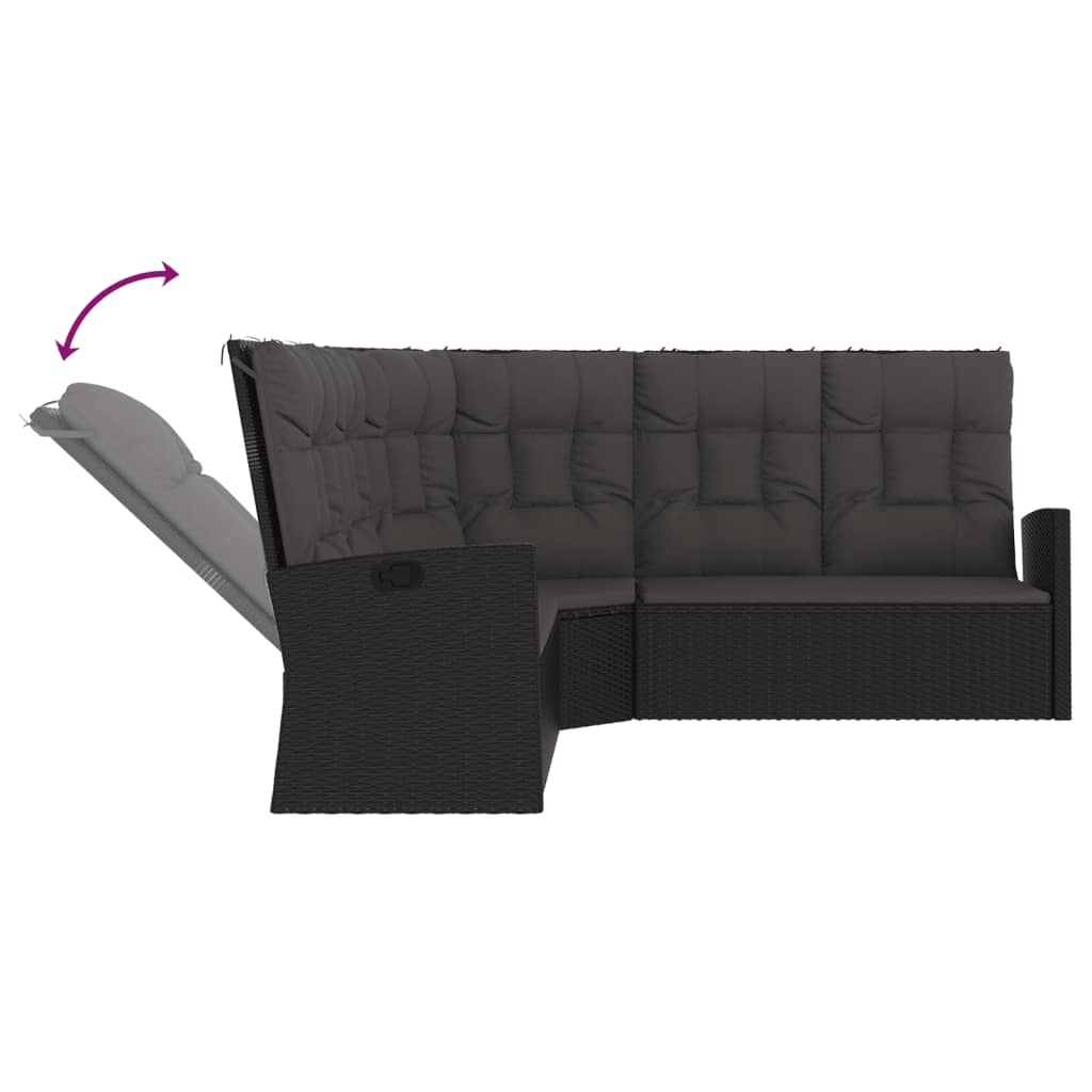 -Delige Loungeset Met Kussens Poly Rattan Zwart
