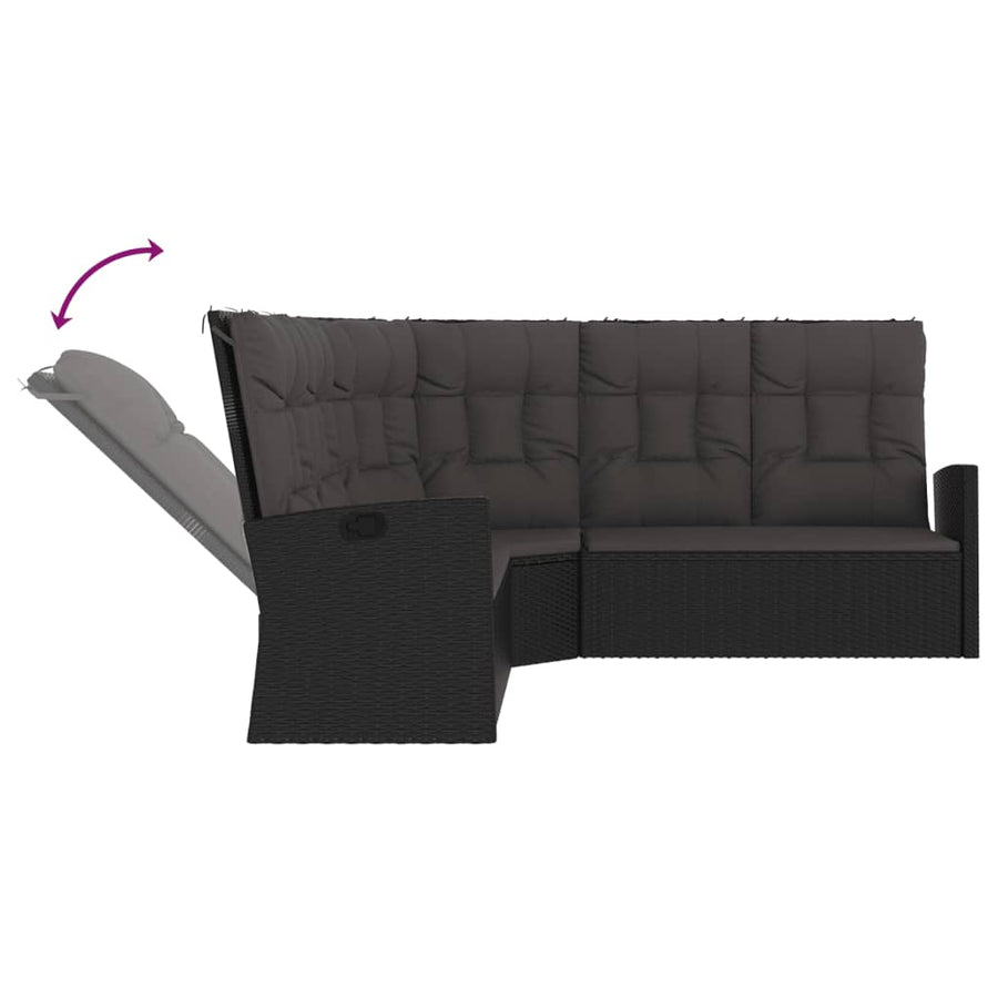 -Delige Loungeset Met Kussens Poly Rattan Zwart