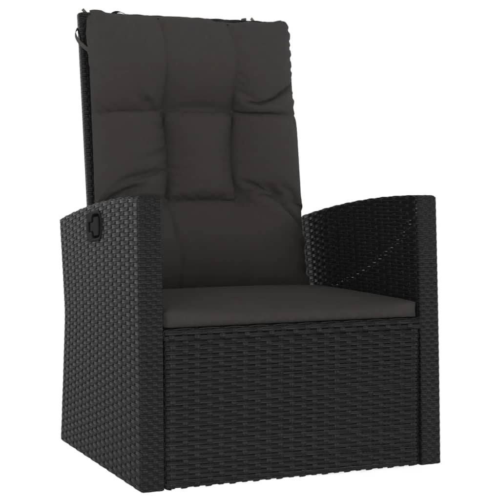 -Delige Loungeset Met Kussens Poly Rattan Zwart