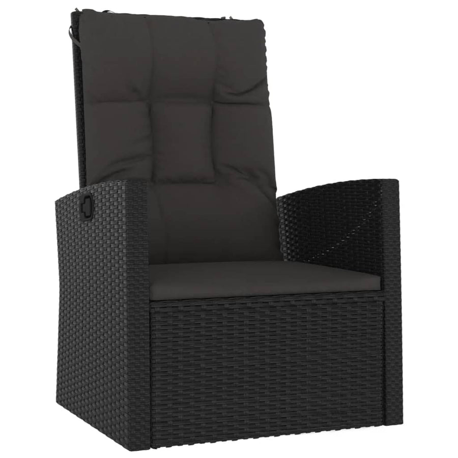 -Delige Loungeset Met Kussens Poly Rattan Zwart