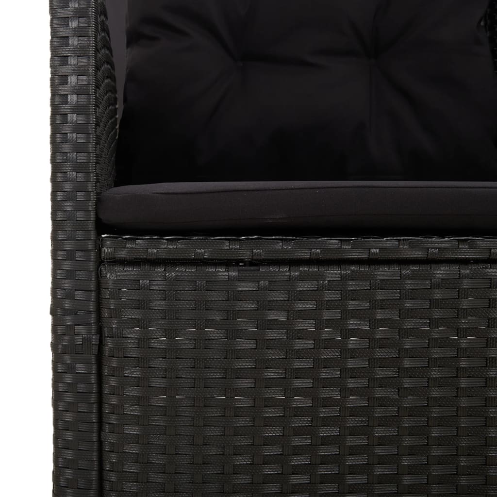 -Delige Loungeset Met Kussens Poly Rattan Zwart