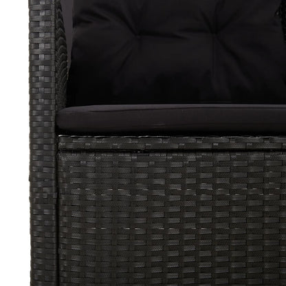 -Delige Loungeset Met Kussens Poly Rattan Zwart