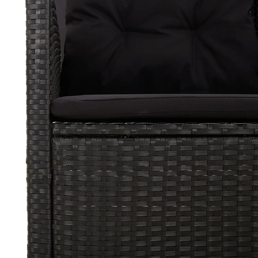 -Delige Loungeset Met Kussens Poly Rattan Zwart