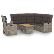 Loungeset Met Kussens Poly Rattan Grijs