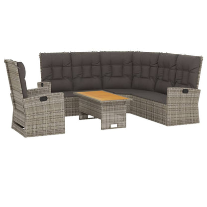 Loungeset Met Kussens Poly Rattan Grijs