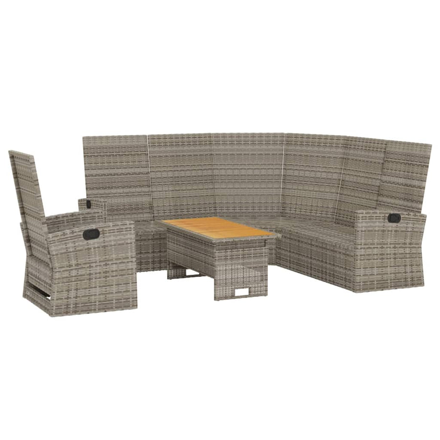 Loungeset Met Kussens Poly Rattan Grijs