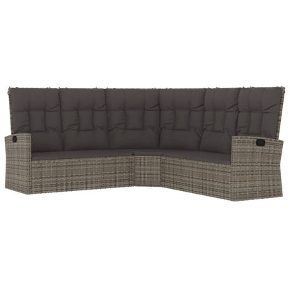 Loungeset Met Kussens Poly Rattan Grijs