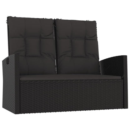 4-delige Loungeset met kussens poly rattan zwart