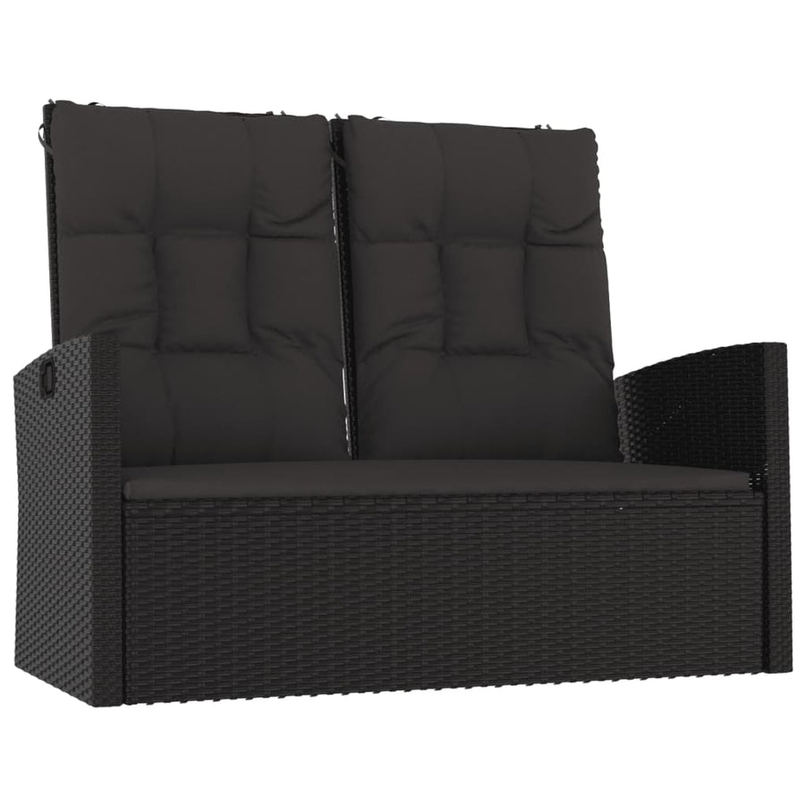 4-delige Loungeset met kussens poly rattan zwart