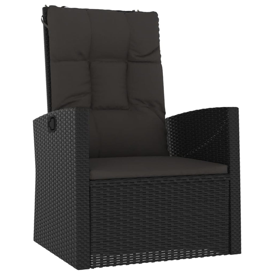 4-delige Loungeset met kussens poly rattan zwart