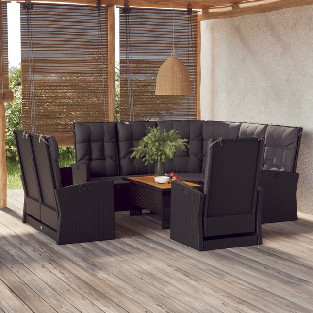 4-Delige Loungeset Met Kussens Poly Rattan Zwart