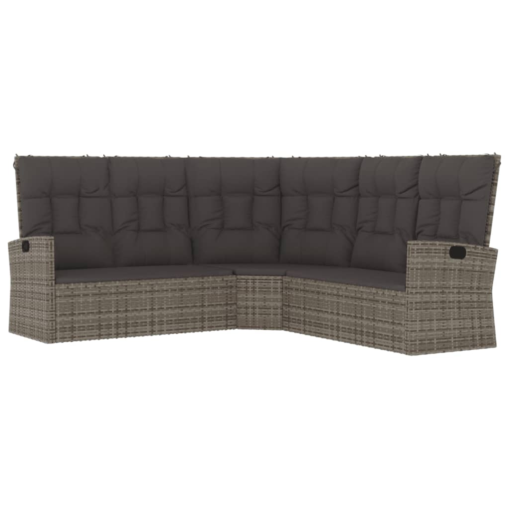 4-delige Loungeset met kussens poly rattan grijs