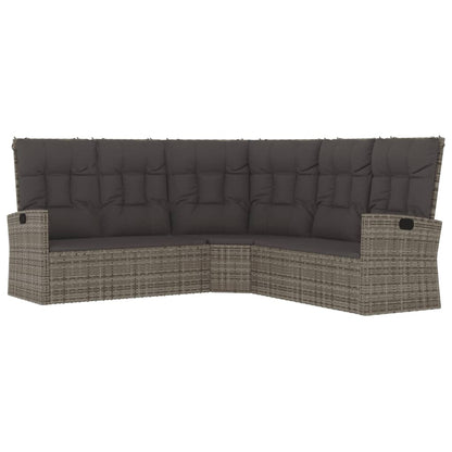 4-delige Loungeset met kussens poly rattan grijs