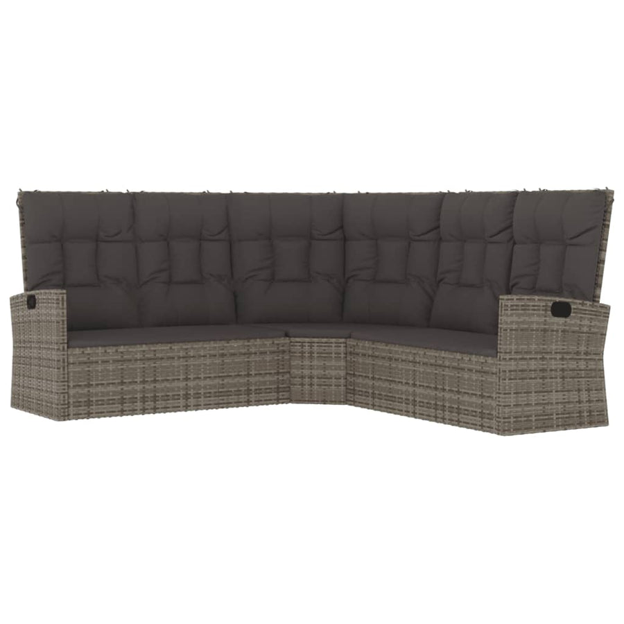 4-delige Loungeset met kussens poly rattan grijs