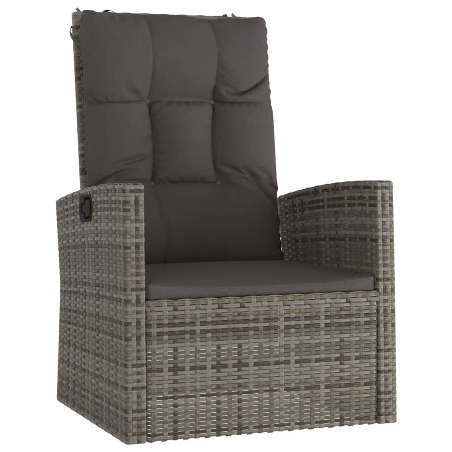 4-delige Loungeset met kussens poly rattan grijs