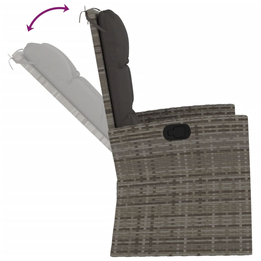 4-delige Loungeset met kussens poly rattan grijs