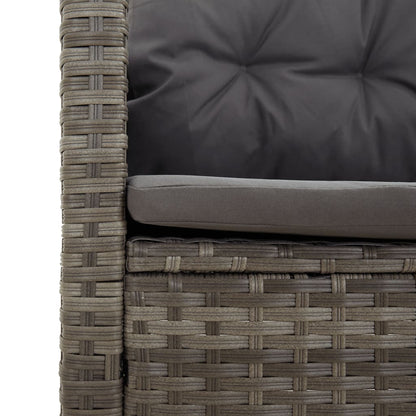 4-delige Loungeset met kussens poly rattan grijs
