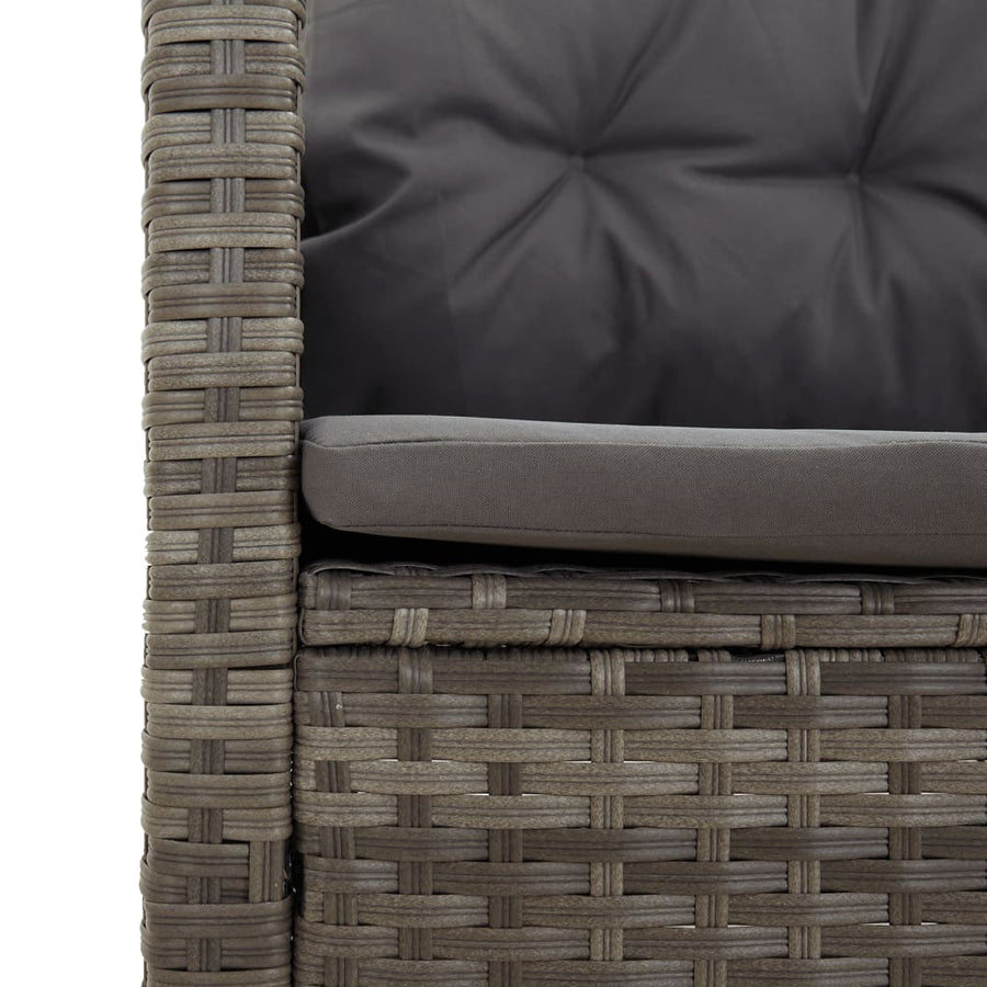 4-delige Loungeset met kussens poly rattan grijs
