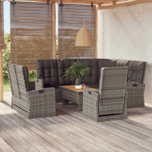 4-delige Loungeset met kussens poly rattan grijs