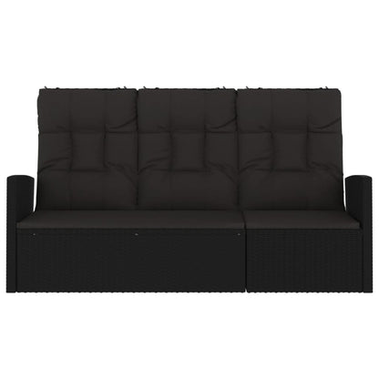Tuinbank Verstelbaar Met Kussens 73 Cm Poly Rattan Zwart