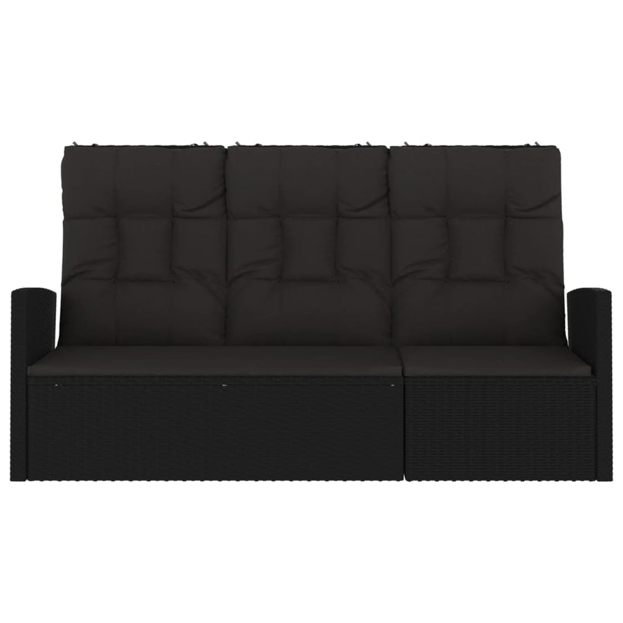 Tuinbank Verstelbaar Met Kussens 73 Cm Poly Rattan Zwart