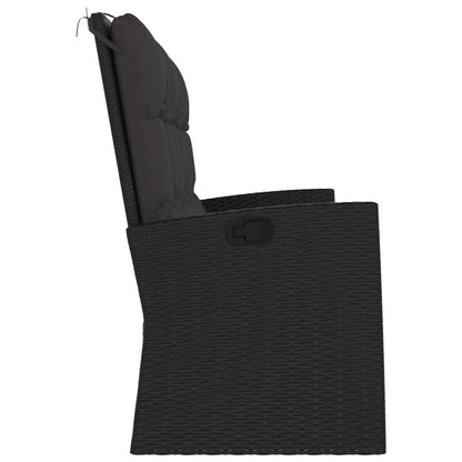 Tuinbank Verstelbaar Met Kussens 73 Cm Poly Rattan Zwart