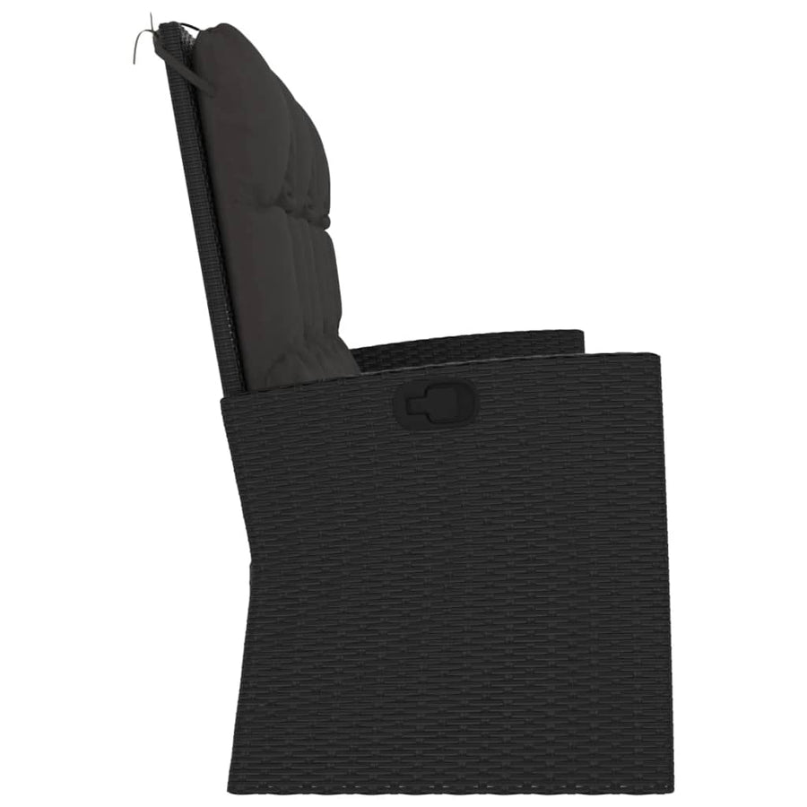 Tuinbank Verstelbaar Met Kussens 73 Cm Poly Rattan Zwart