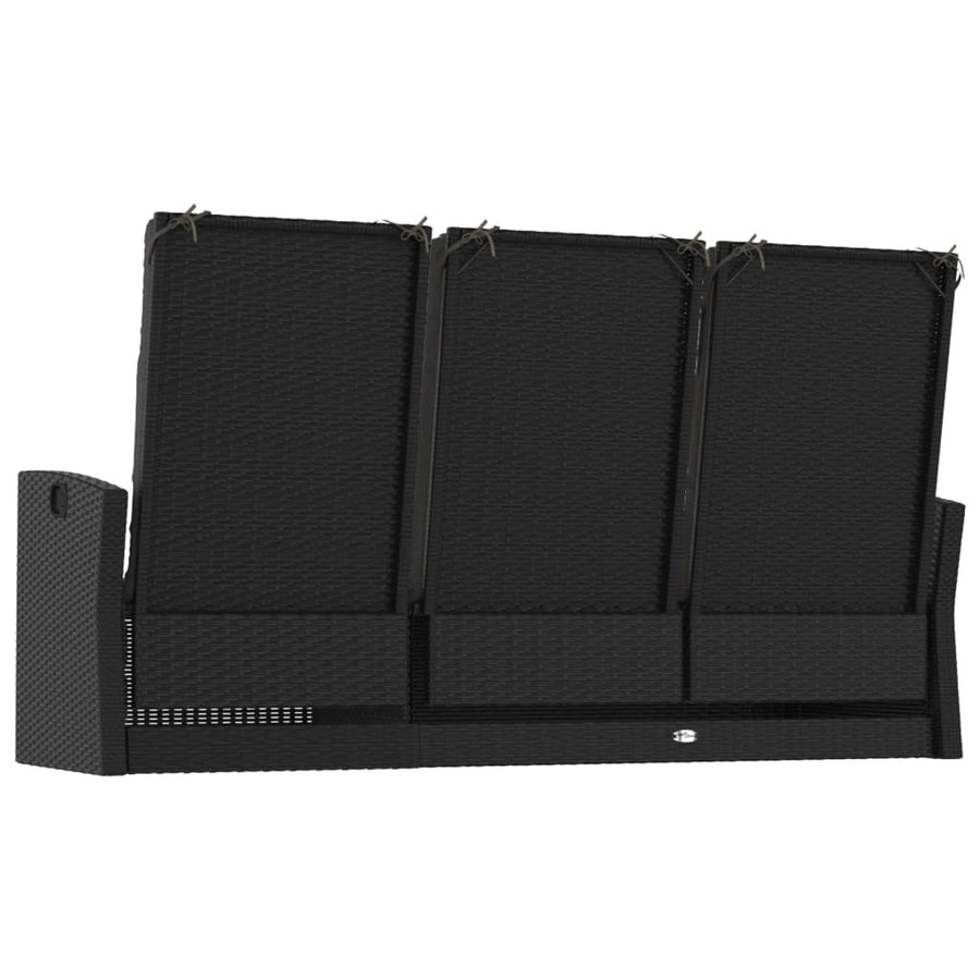 Tuinbank Verstelbaar Met Kussens 73 Cm Poly Rattan Zwart
