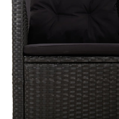 Tuinbank Verstelbaar Met Kussens 73 Cm Poly Rattan Zwart