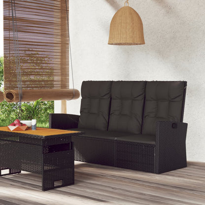 Tuinbank Verstelbaar Met Kussens 73 Cm Poly Rattan Zwart