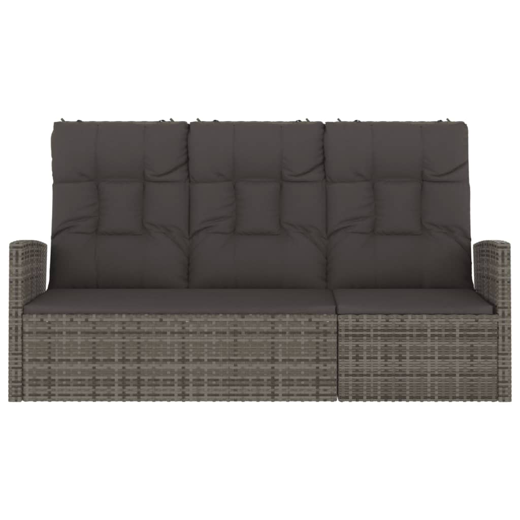 Tuinbank Verstelbaar Met Kussens 173 Cm Poly Rattan Grijs