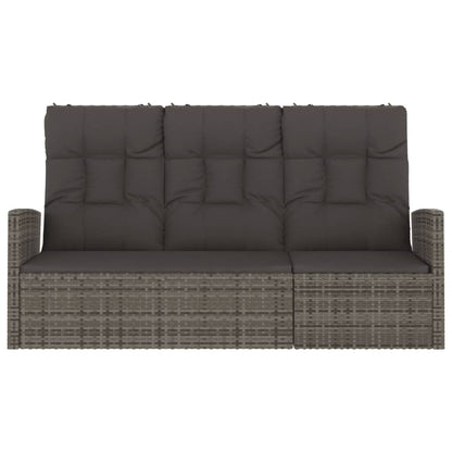 Tuinbank Verstelbaar Met Kussens 173 Cm Poly Rattan Grijs