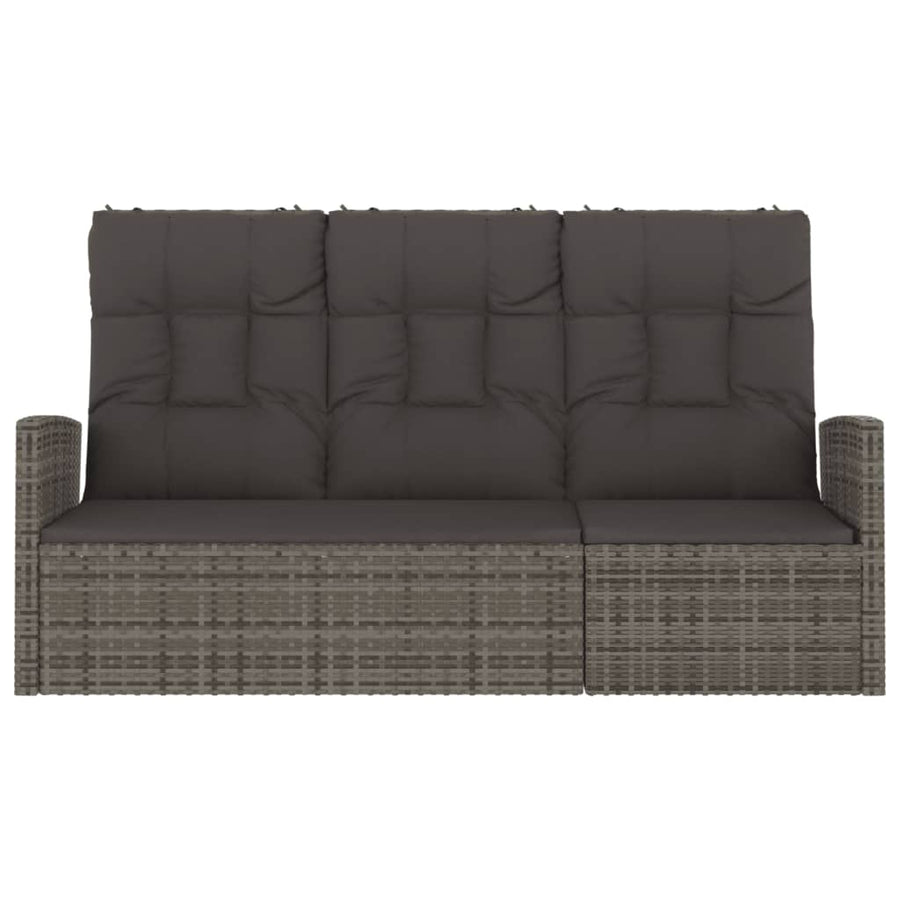 Tuinbank Verstelbaar Met Kussens 173 Cm Poly Rattan Grijs