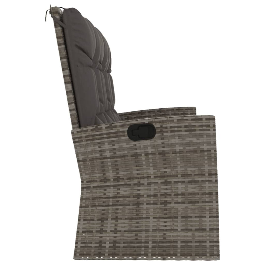 Tuinbank Verstelbaar Met Kussens 173 Cm Poly Rattan Grijs