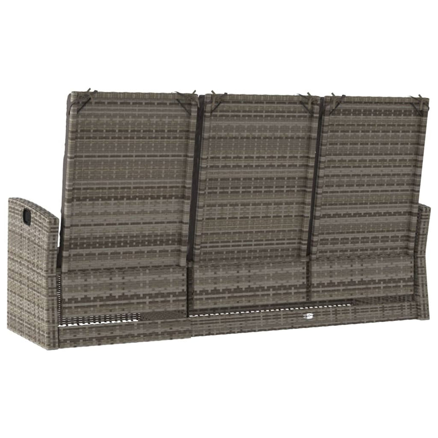Tuinbank Verstelbaar Met Kussens 173 Cm Poly Rattan Grijs