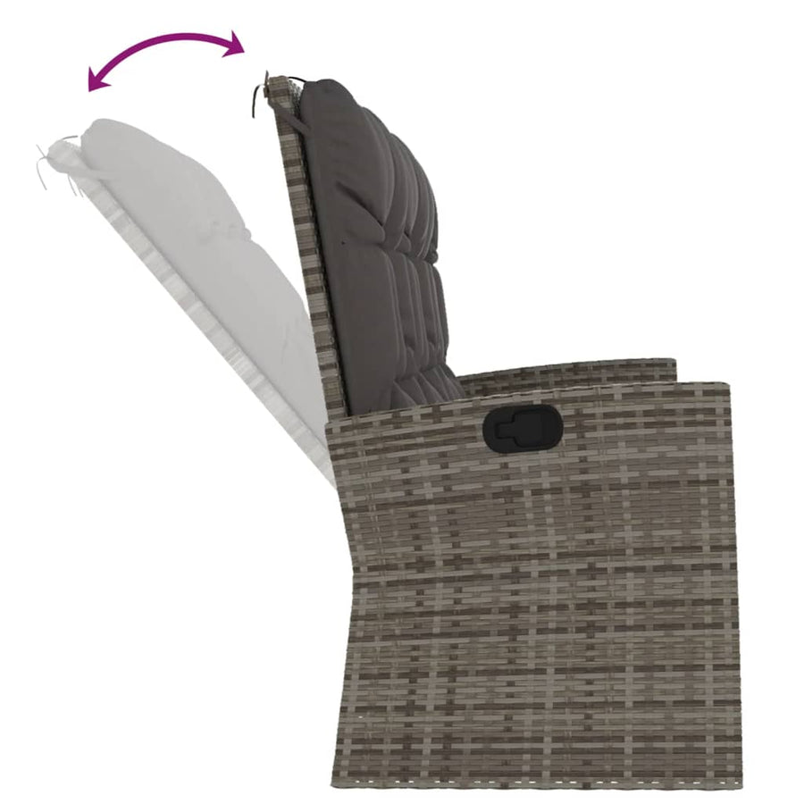 Tuinbank Verstelbaar Met Kussens 173 Cm Poly Rattan Grijs