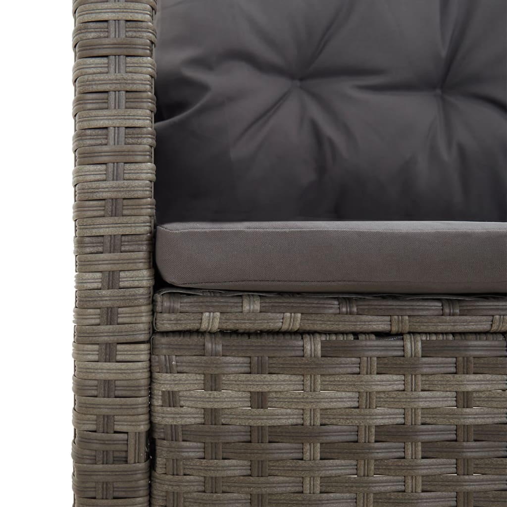Tuinbank Verstelbaar Met Kussens 173 Cm Poly Rattan Grijs
