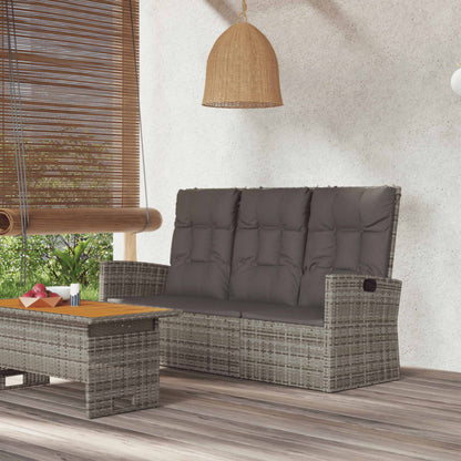 Tuinbank Verstelbaar Met Kussens 173 Cm Poly Rattan Grijs