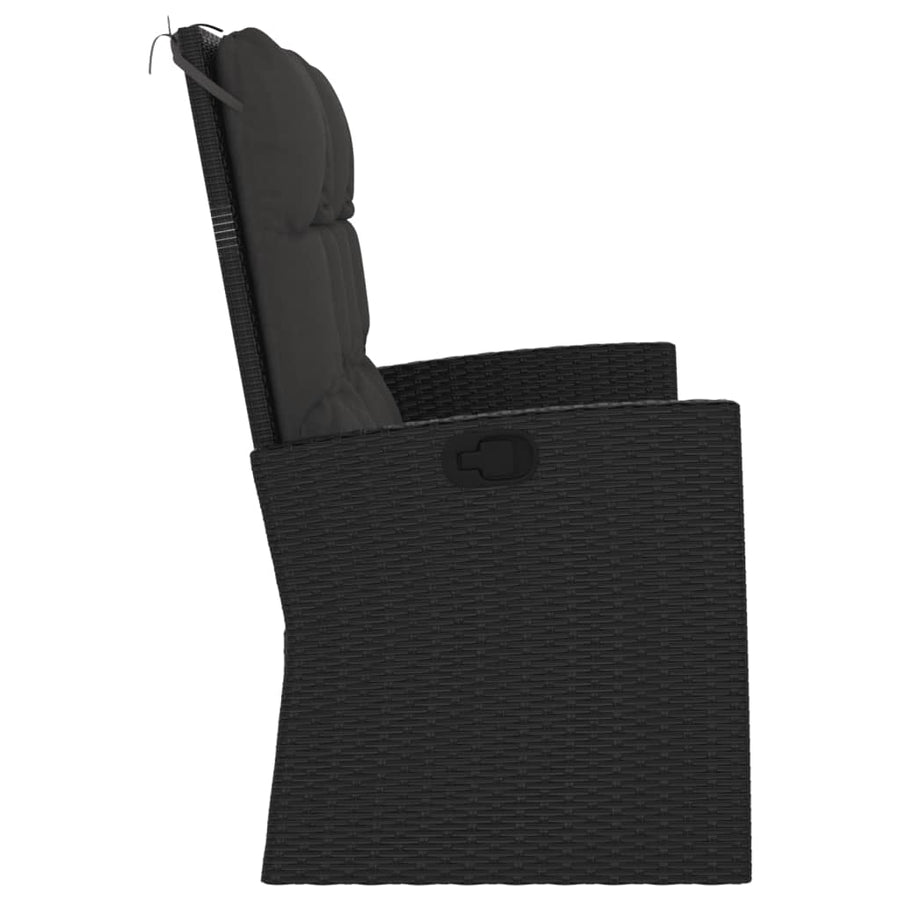 Tuinbank Verstelbaar Met Kussens 8 Cm Poly Rattan Zwart