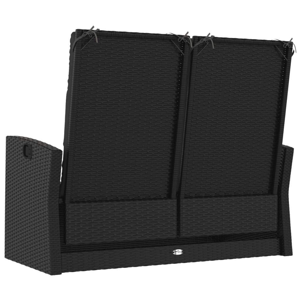 Tuinbank Verstelbaar Met Kussens 8 Cm Poly Rattan Zwart