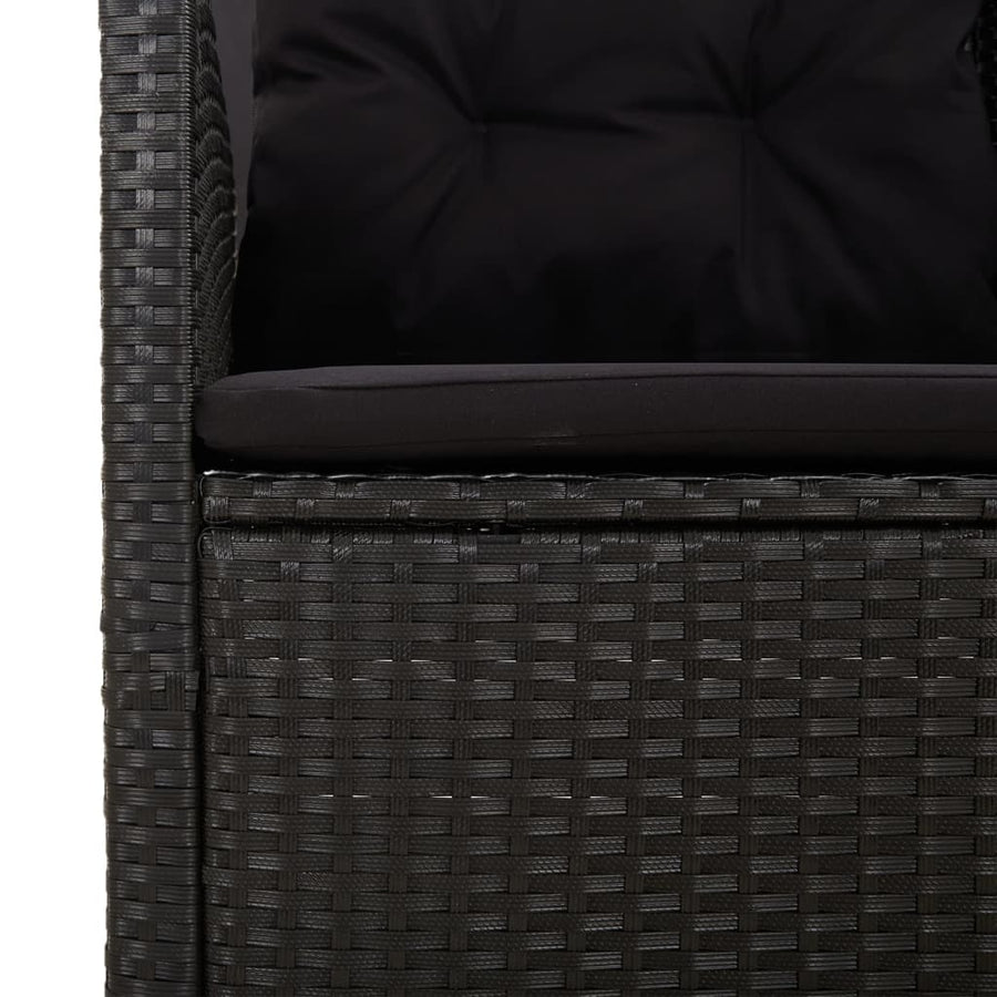 Tuinbank Verstelbaar Met Kussens 8 Cm Poly Rattan Zwart