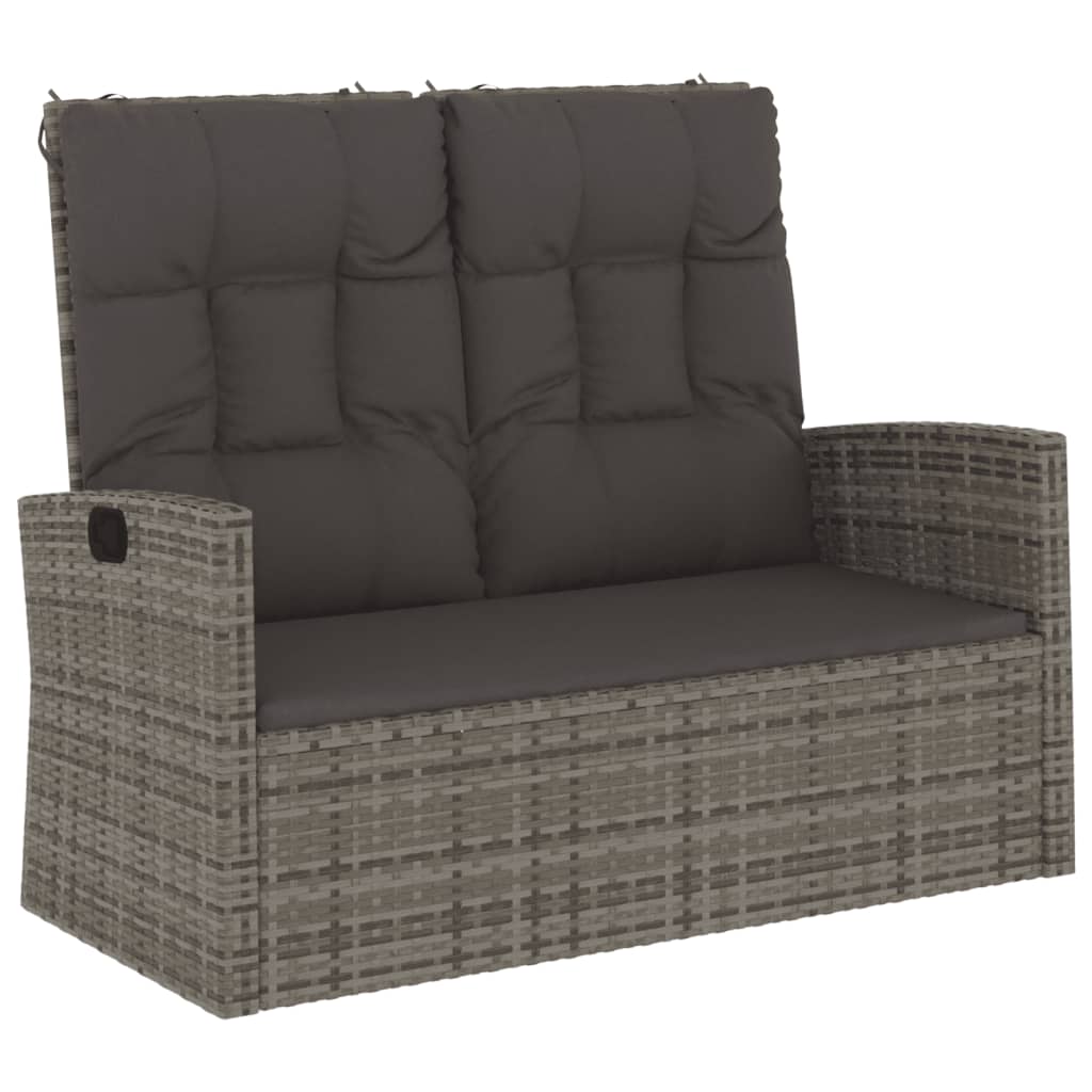 Tuinbank Verstelbaar Met Kussens 118 Cm Poly Rattan Grijs