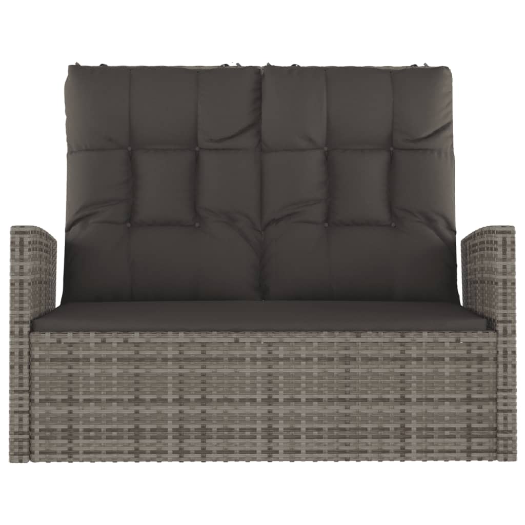 Tuinbank Verstelbaar Met Kussens 118 Cm Poly Rattan Grijs