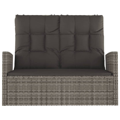 Tuinbank Verstelbaar Met Kussens 118 Cm Poly Rattan Grijs