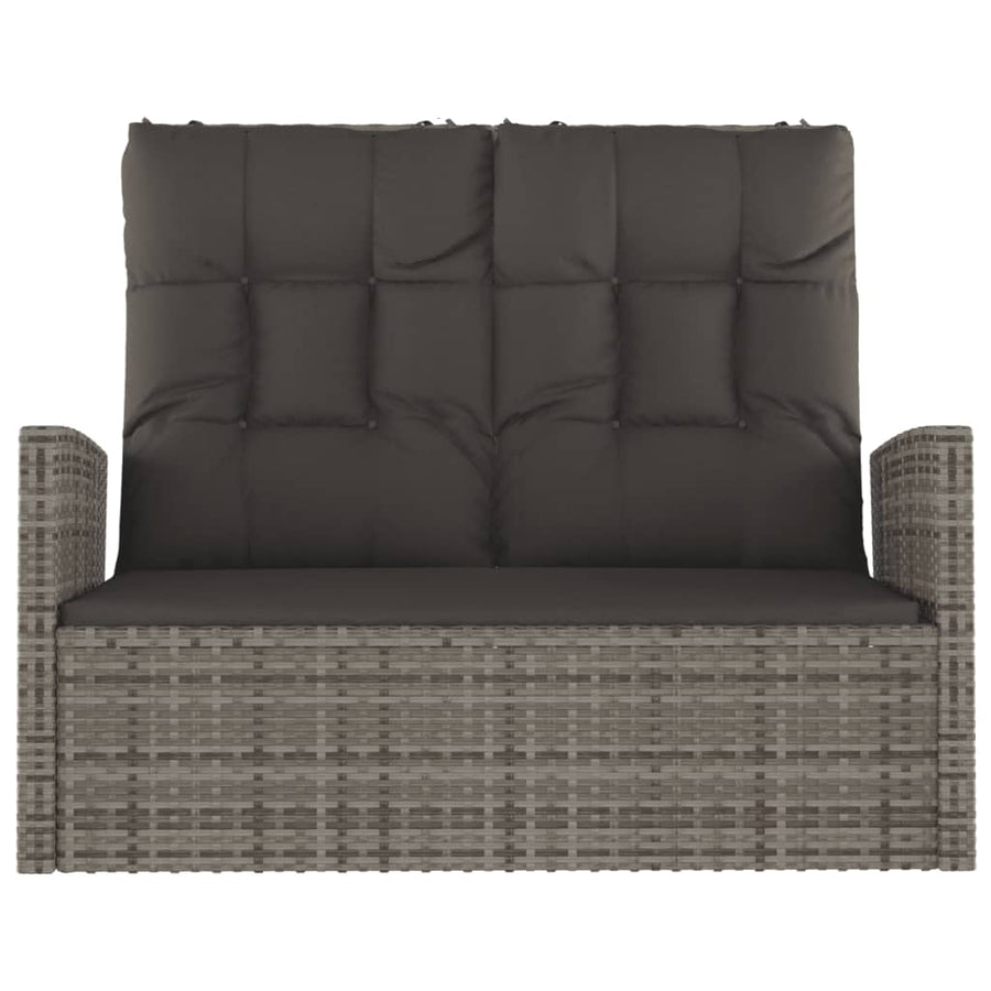 Tuinbank Verstelbaar Met Kussens 118 Cm Poly Rattan Grijs