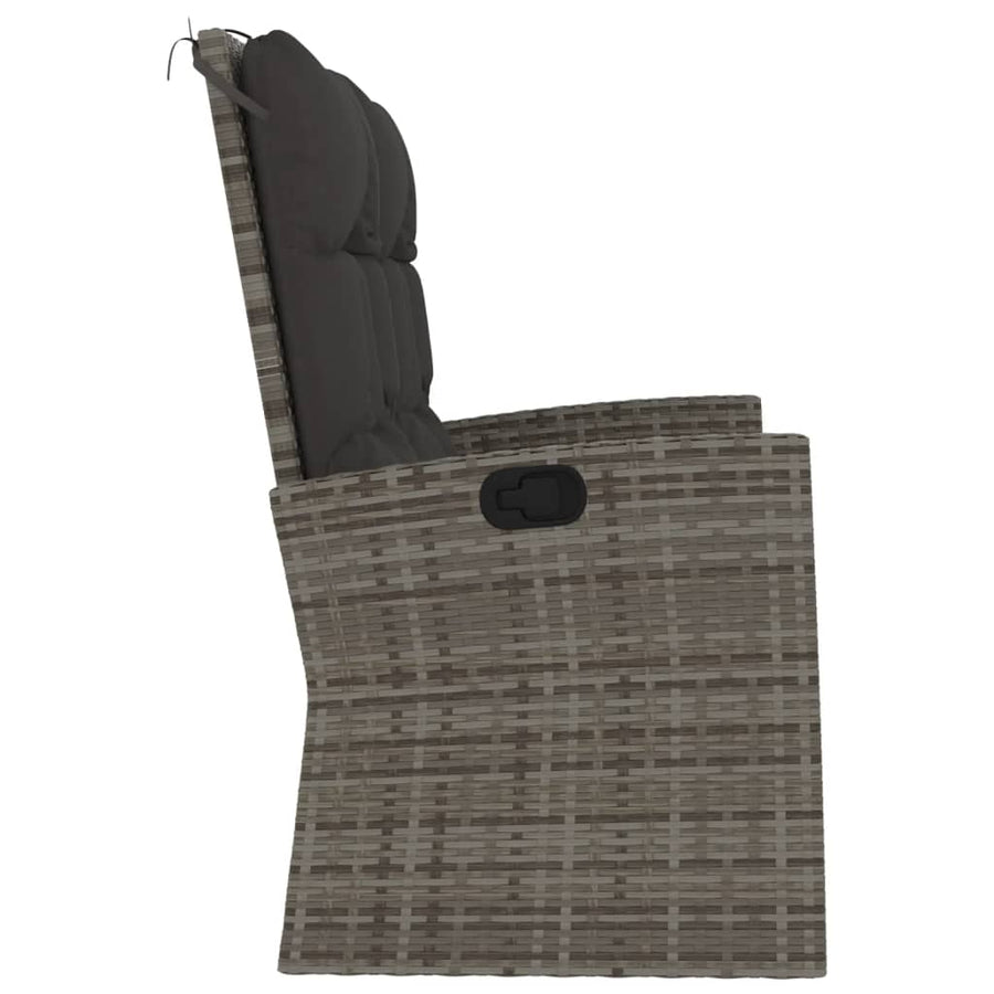Tuinbank Verstelbaar Met Kussens 118 Cm Poly Rattan Grijs