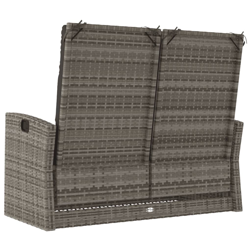 Tuinbank Verstelbaar Met Kussens 118 Cm Poly Rattan Grijs