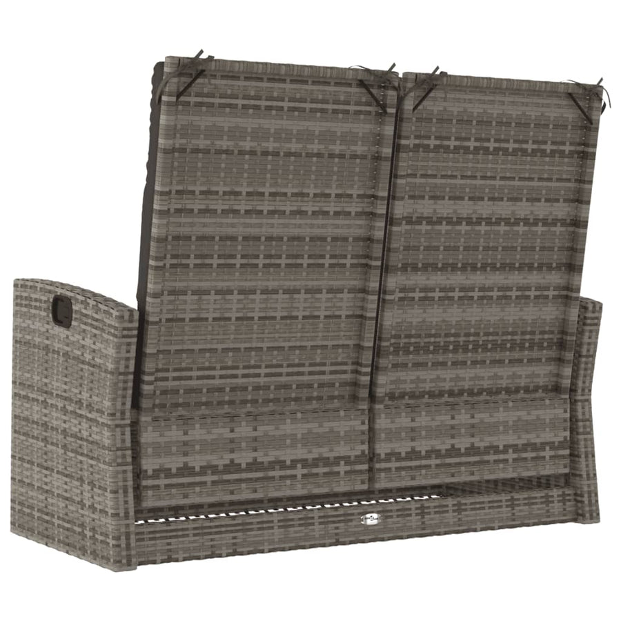 Tuinbank Verstelbaar Met Kussens 118 Cm Poly Rattan Grijs